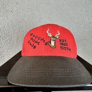 VINTAGE Waconia Hunt Club EST. 1895 100th Red Hat Cap Embroidered Elk Buck